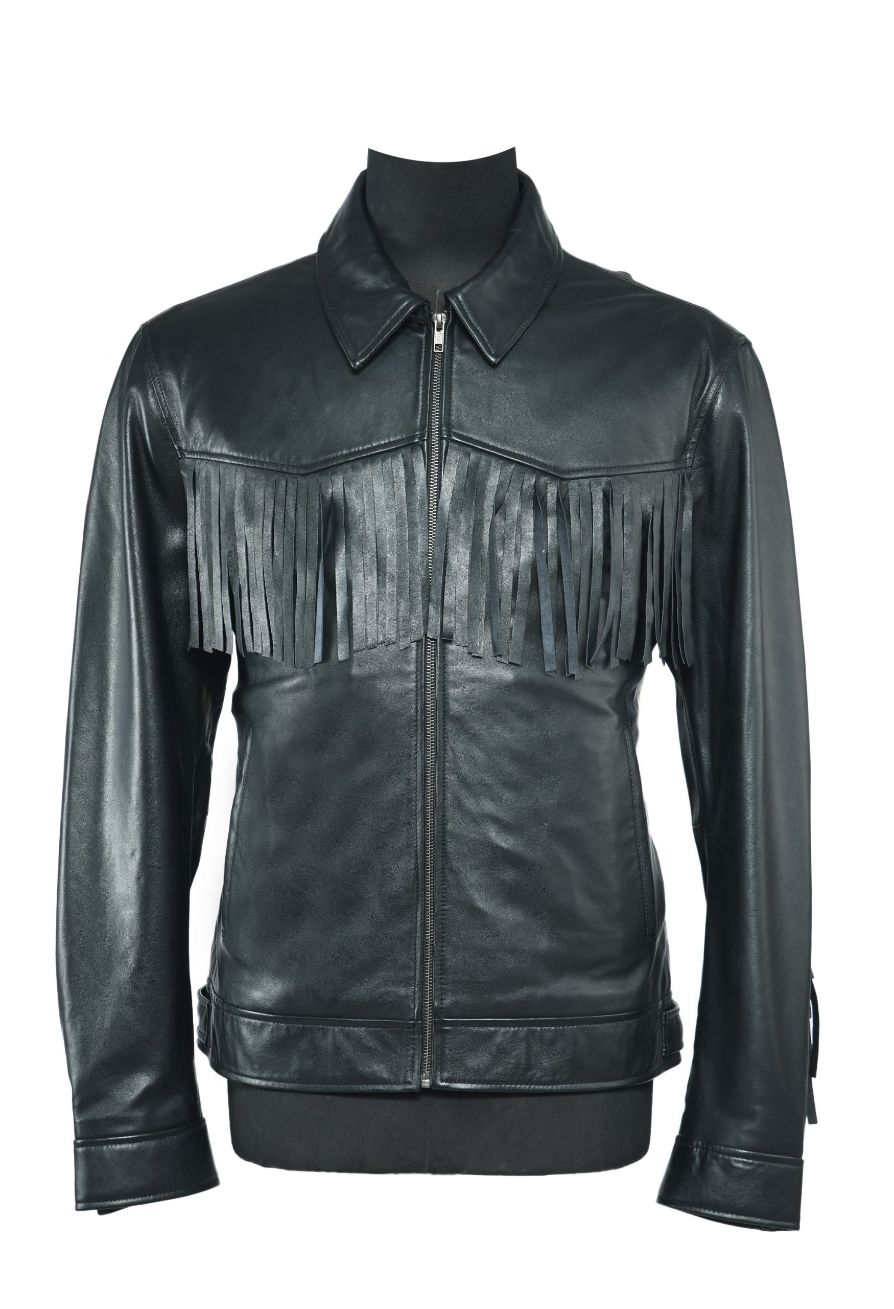 Short sale fringe jacket