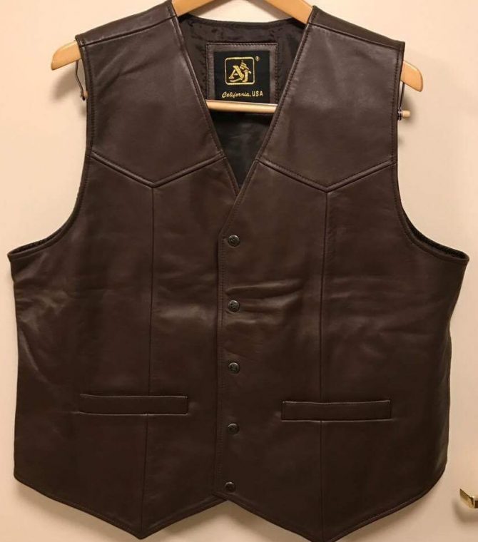 Snap Button Lamb Leather  Chocolate Vests