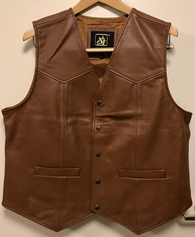 Snap Button Lamb Leather Tan Vests