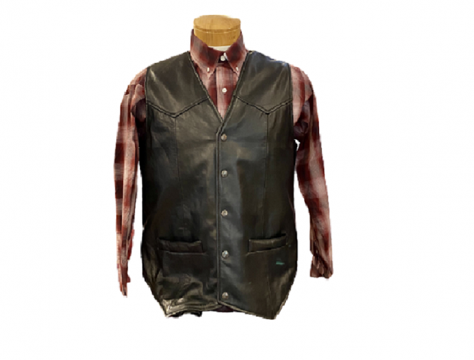 Snap Button Lamb Leather Black Vests